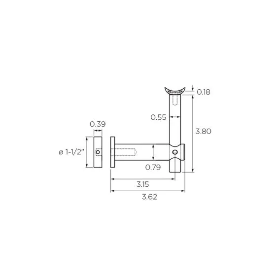 1-1/2" Dia. | Round Saddle | Fixed | Adjustable Height | Square | Glass Mount Bracket | Alloy 304