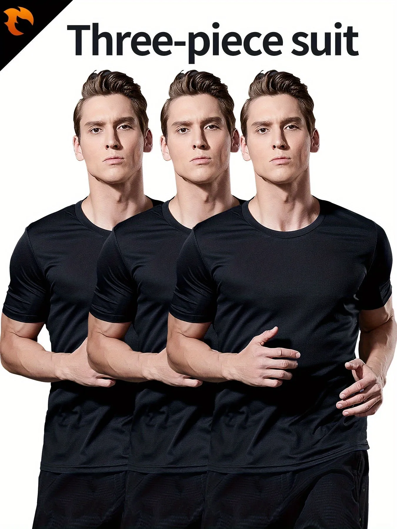 3-Pack Men's Quick-Dry Short Sleeve Shirts - Stretch Crew Neck Undershirts for Fitness Training