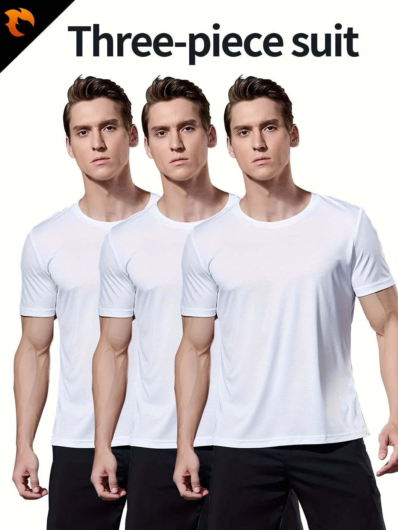 3-Pack Men's Quick-Dry Short Sleeve Shirts - Stretch Crew Neck Undershirts for Fitness Training