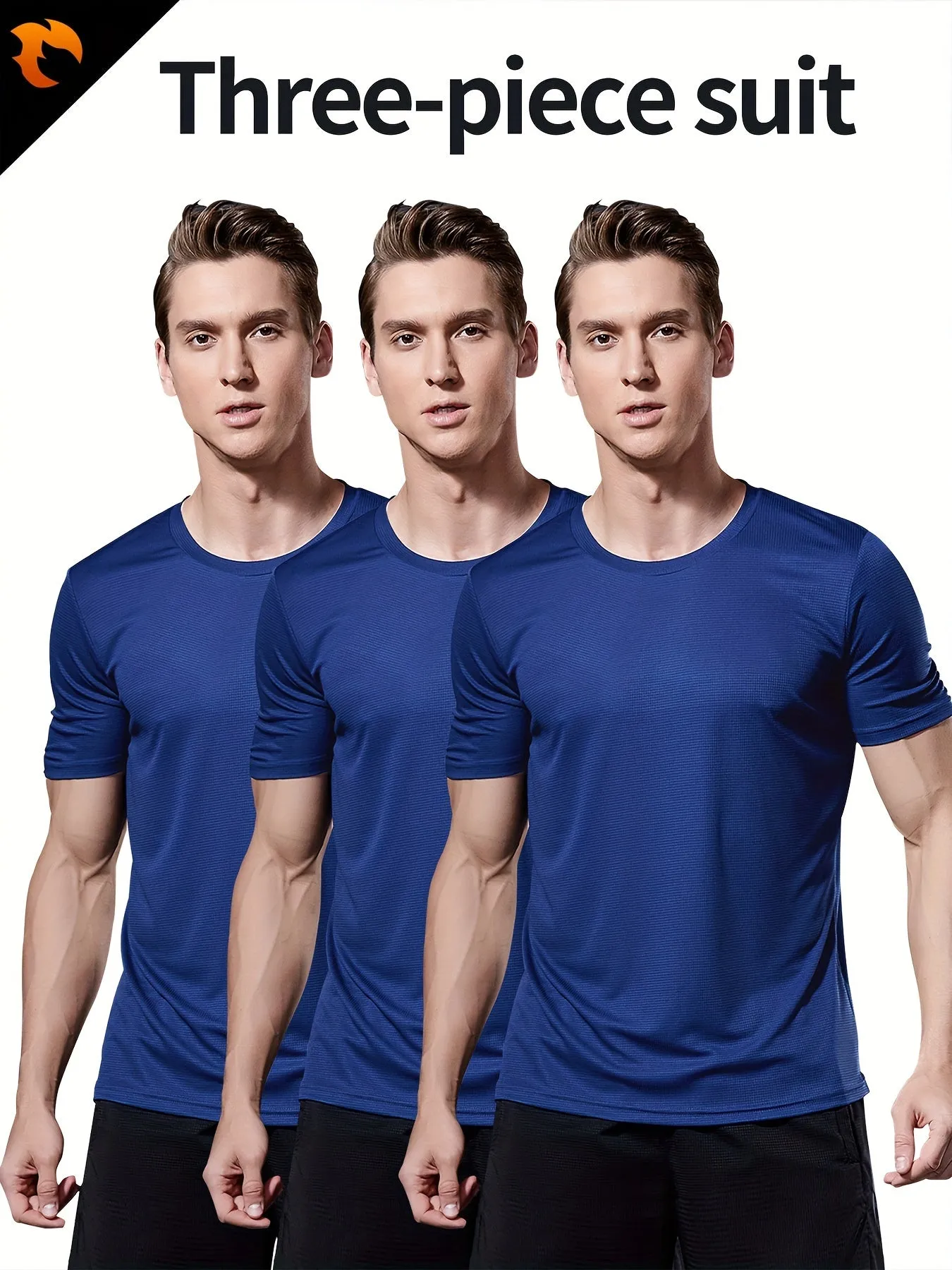 3-Pack Men's Quick-Dry Short Sleeve Shirts - Stretch Crew Neck Undershirts for Fitness Training