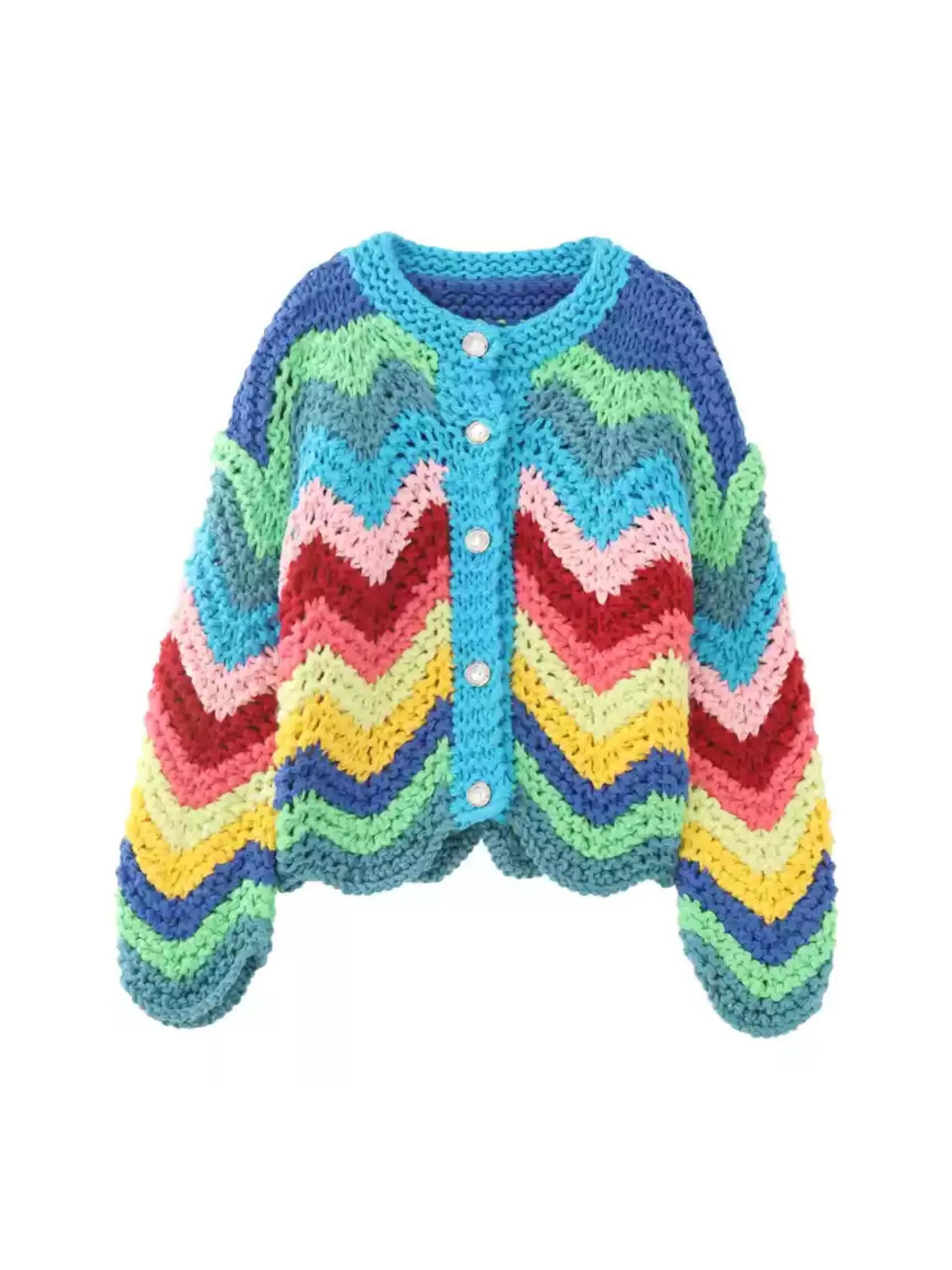 Agatha Rainbow Chevron Knit Cardigan