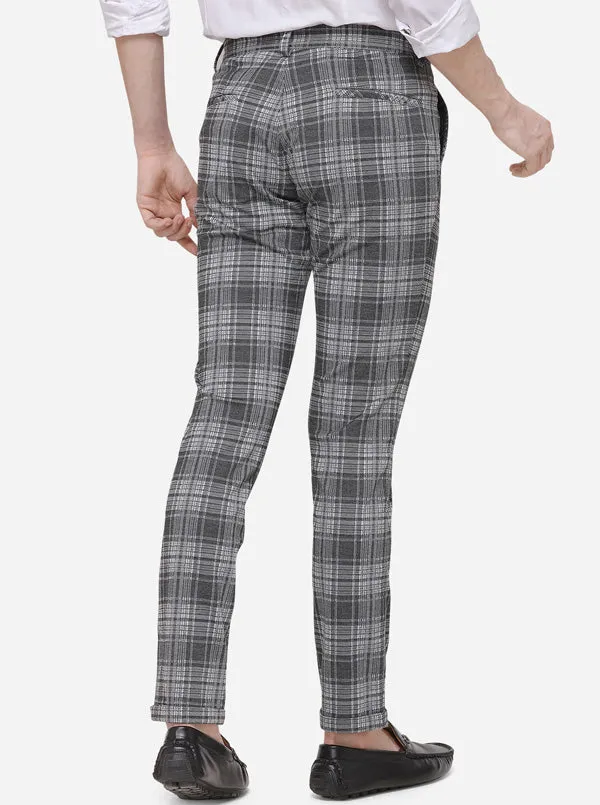 Black & Grey Printed Venice Fit Casual Trouser | JadeBlue