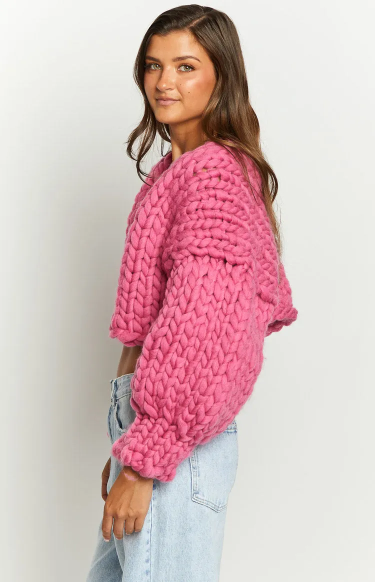 Blush Blossom Pink Knit Cardigan