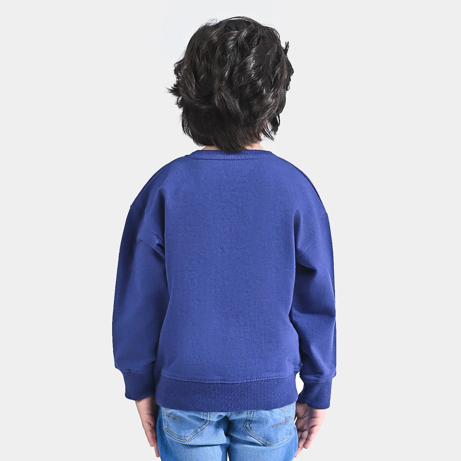 Boys Cotton Terry Sweatshirt Lion-Navy Blue