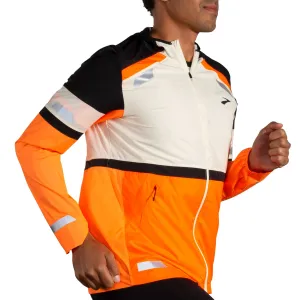 Brooks | Run Visible Jacket 2.0 | Men's | Ecru/Fluoro Flash/Black