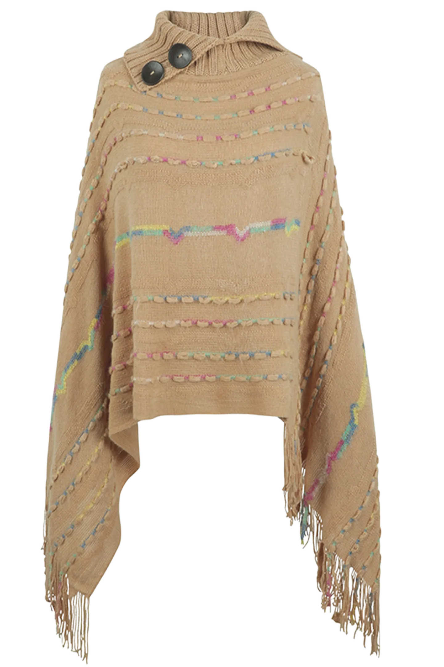 Cloak Sleeve Fringe Detail Poncho