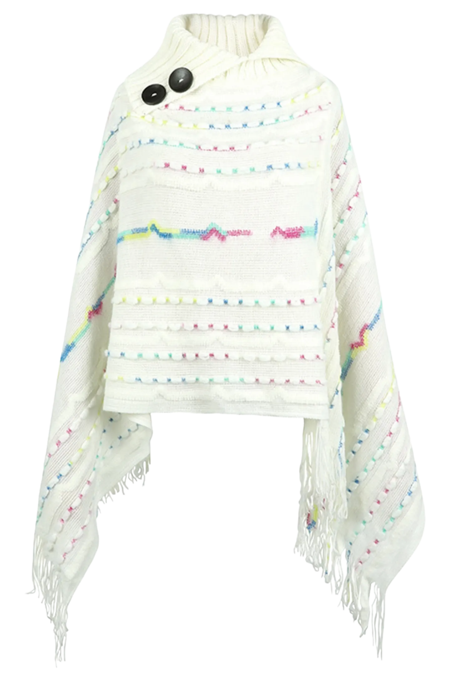 Cloak Sleeve Fringe Detail Poncho