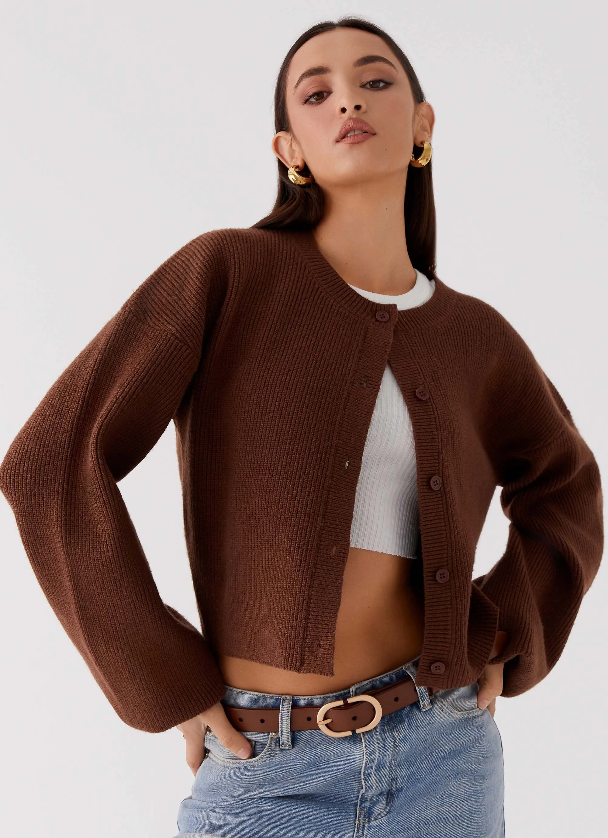 Daphne Knit Cardigan - Chocolate