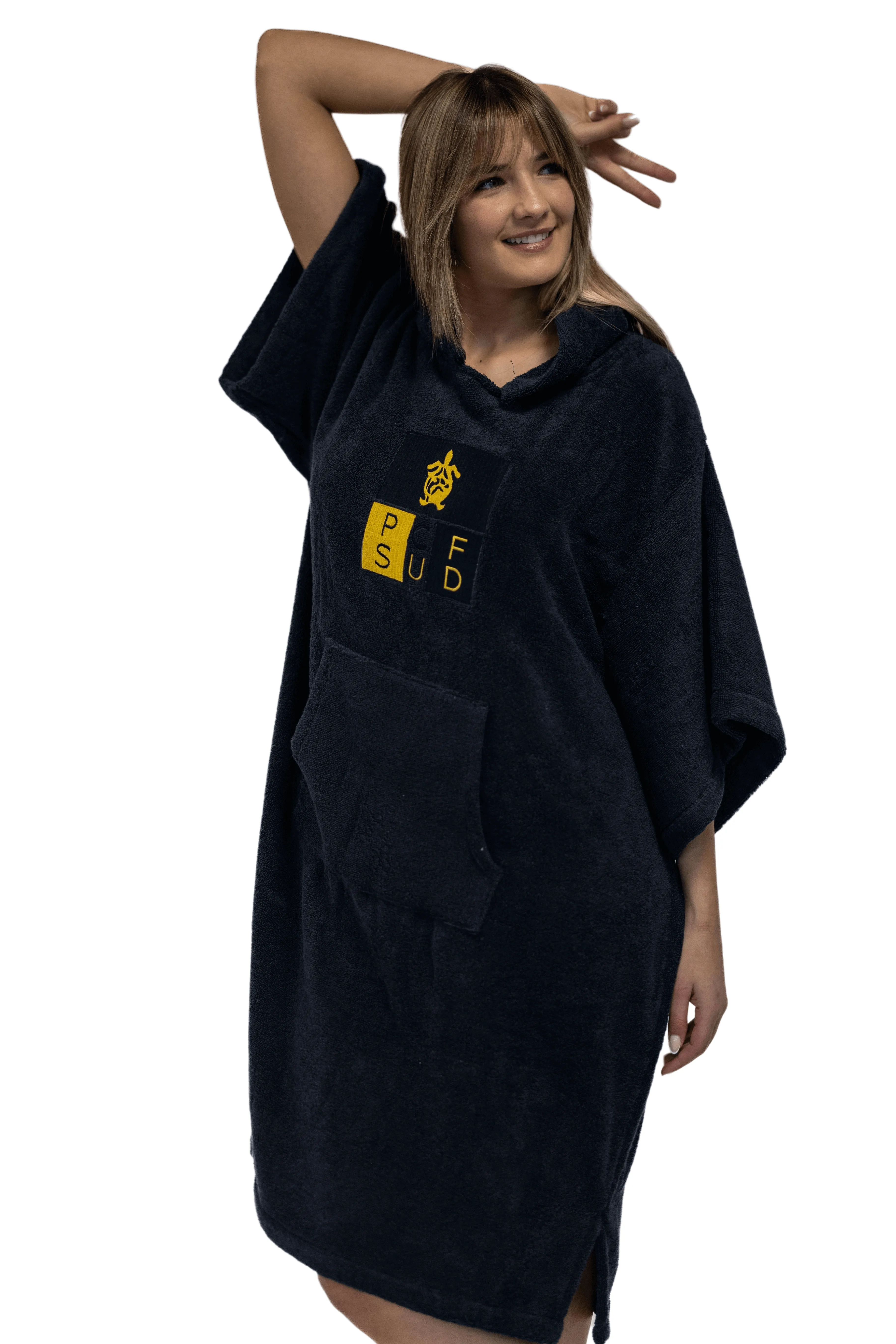 Dark Gray Surf Poncho - One Size - Cotton - with sleeves