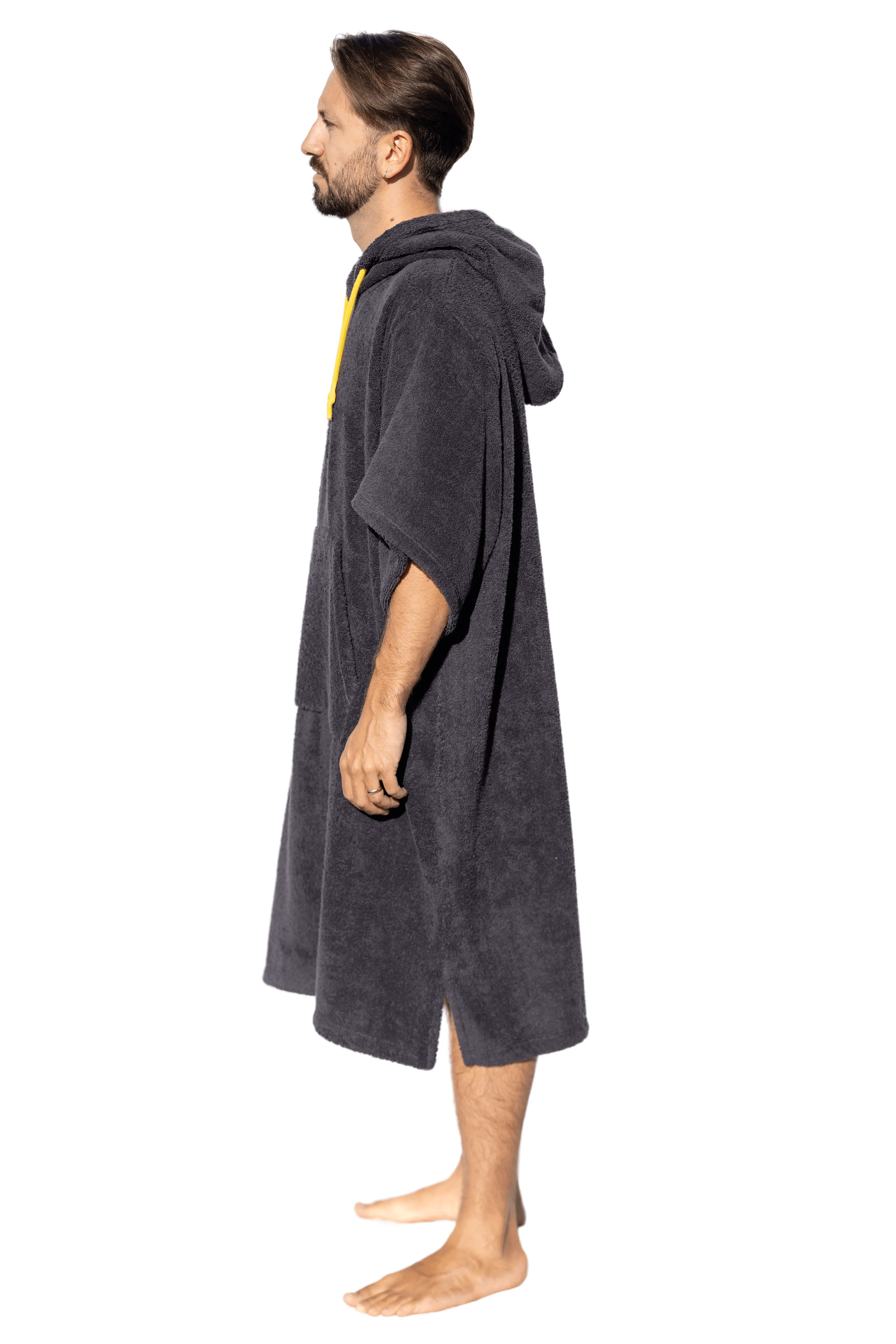 Dark Gray Surf Poncho - One Size - Cotton - with sleeves