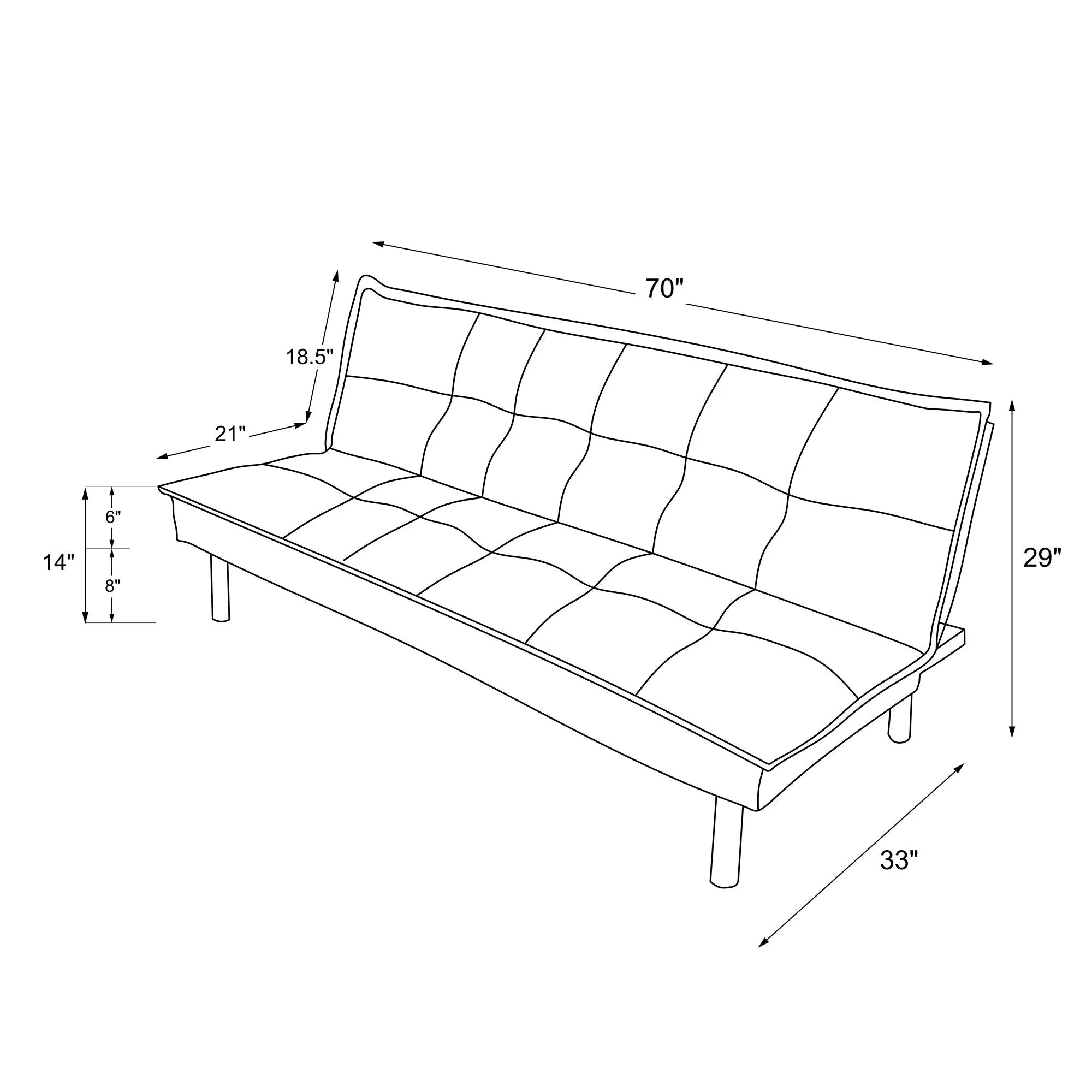 DHP Kent Futon, Black