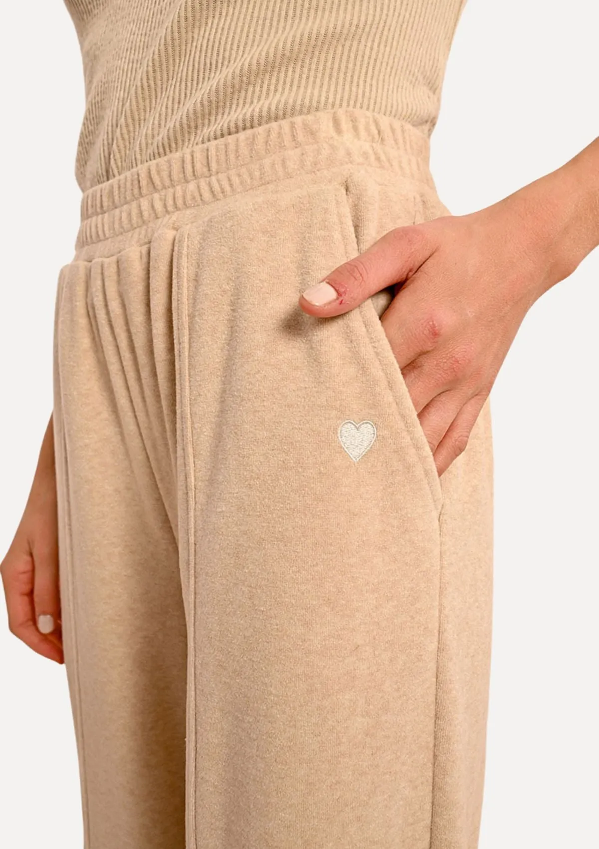 Emmy Elastic Waist Knit Trousers - Ash Beige