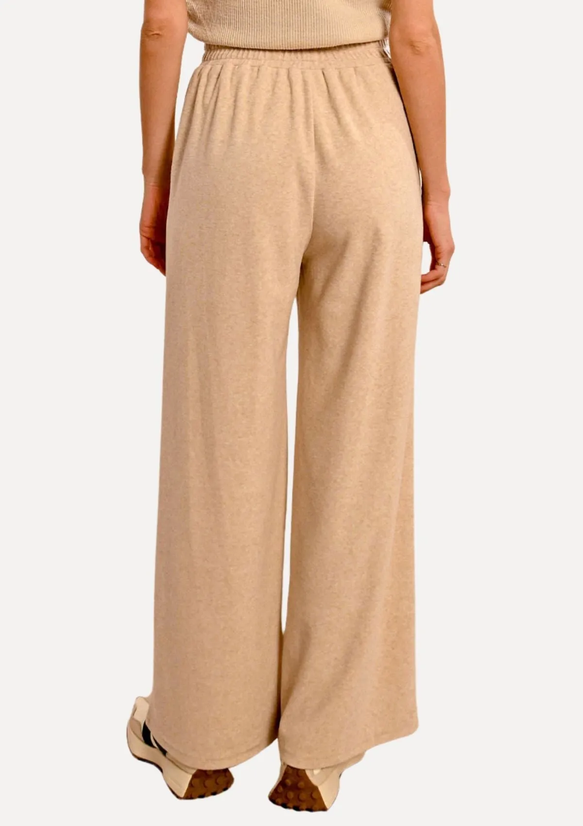 Emmy Elastic Waist Knit Trousers - Ash Beige