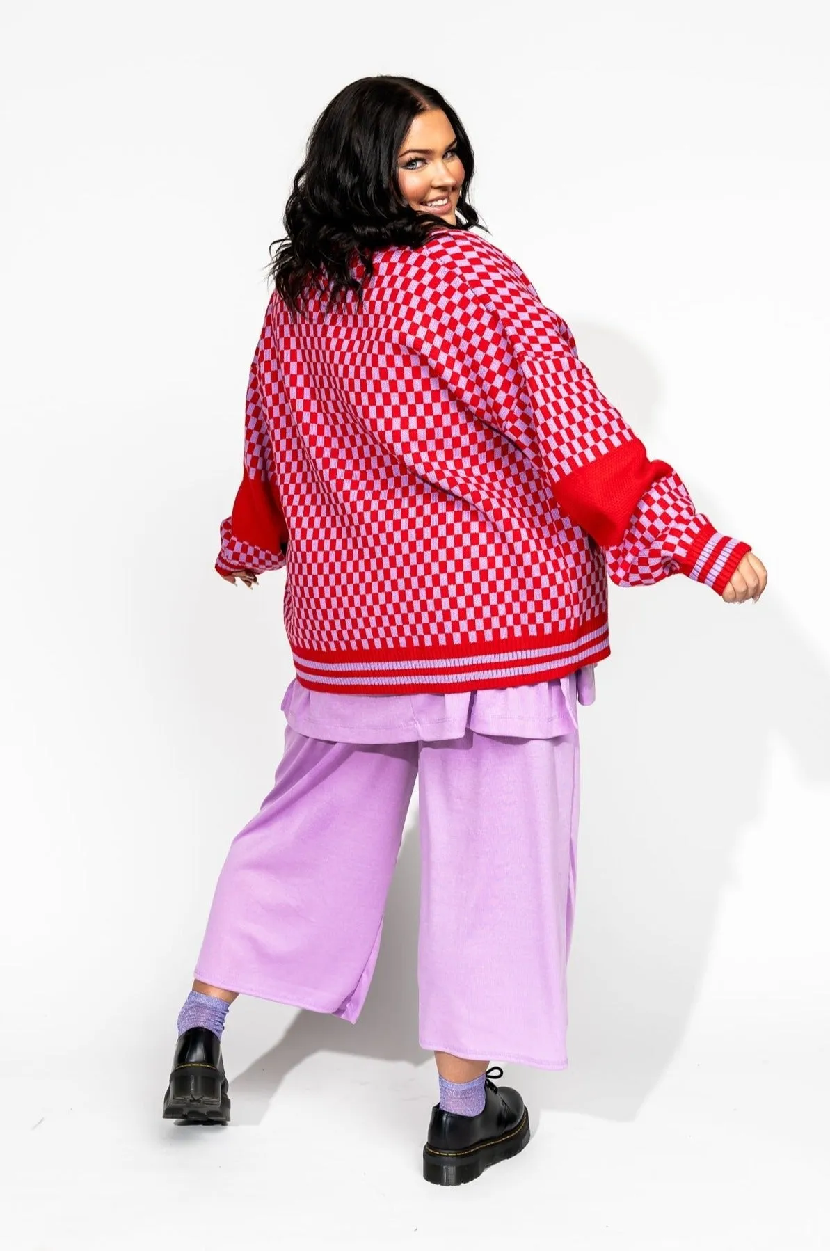 Get What I Want Grandpa Cardigan in Lavender   Red