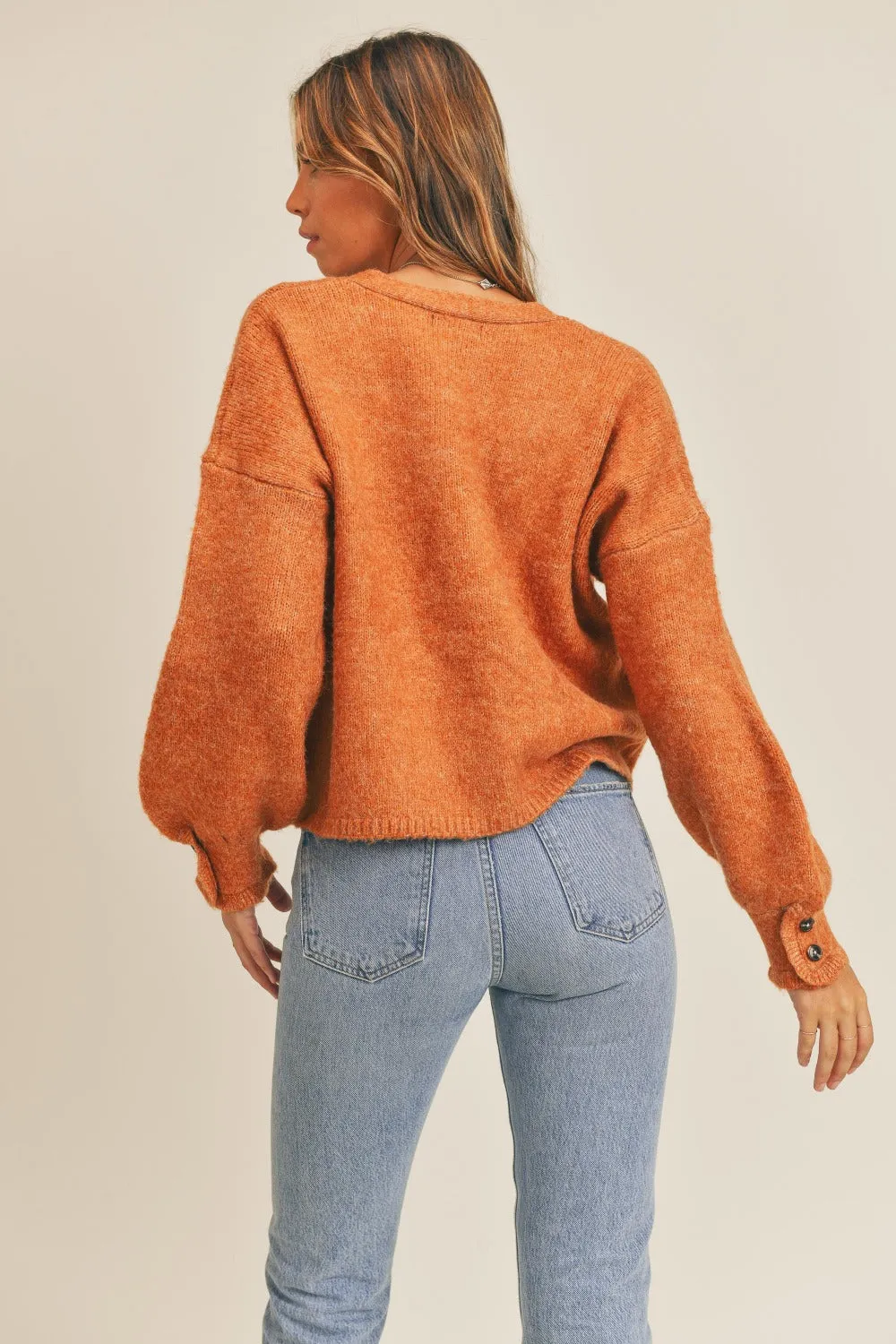 Golden Hour Sweater Cardigan in Rust