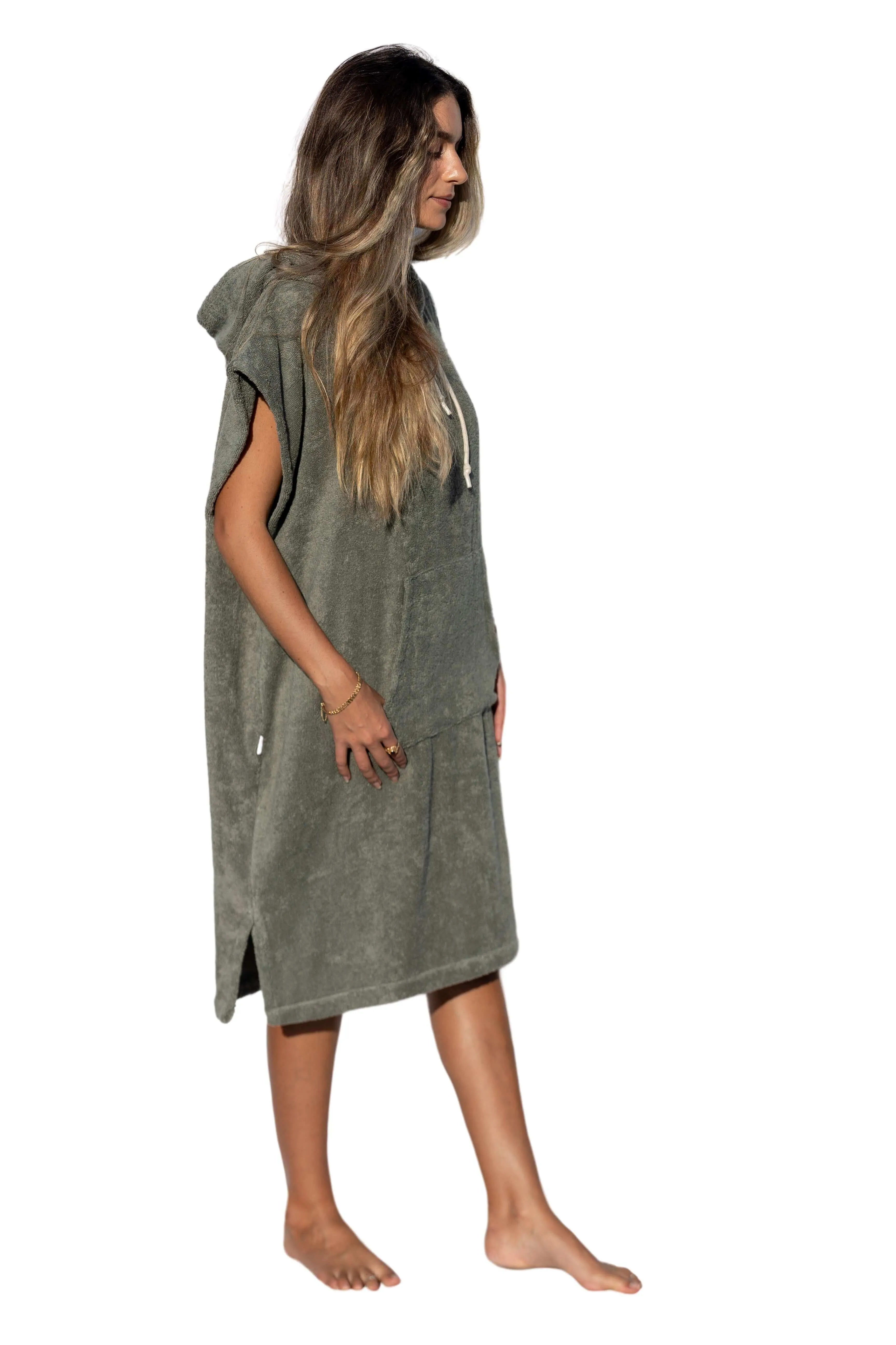 Green Surf Poncho - Medium Size - Cotton - sleeveless