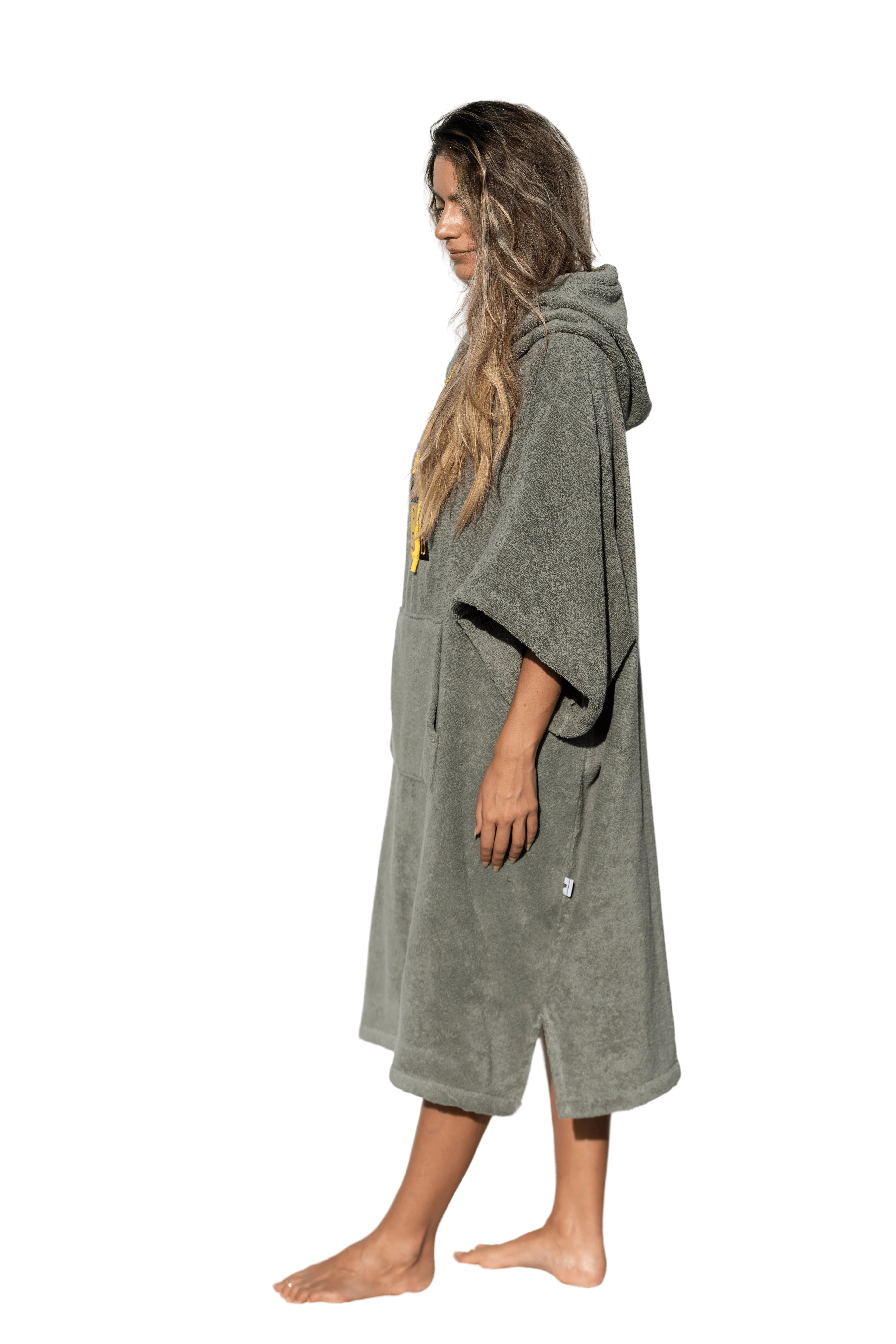 Green Surf Poncho - One Size - Cotton - with sleeves