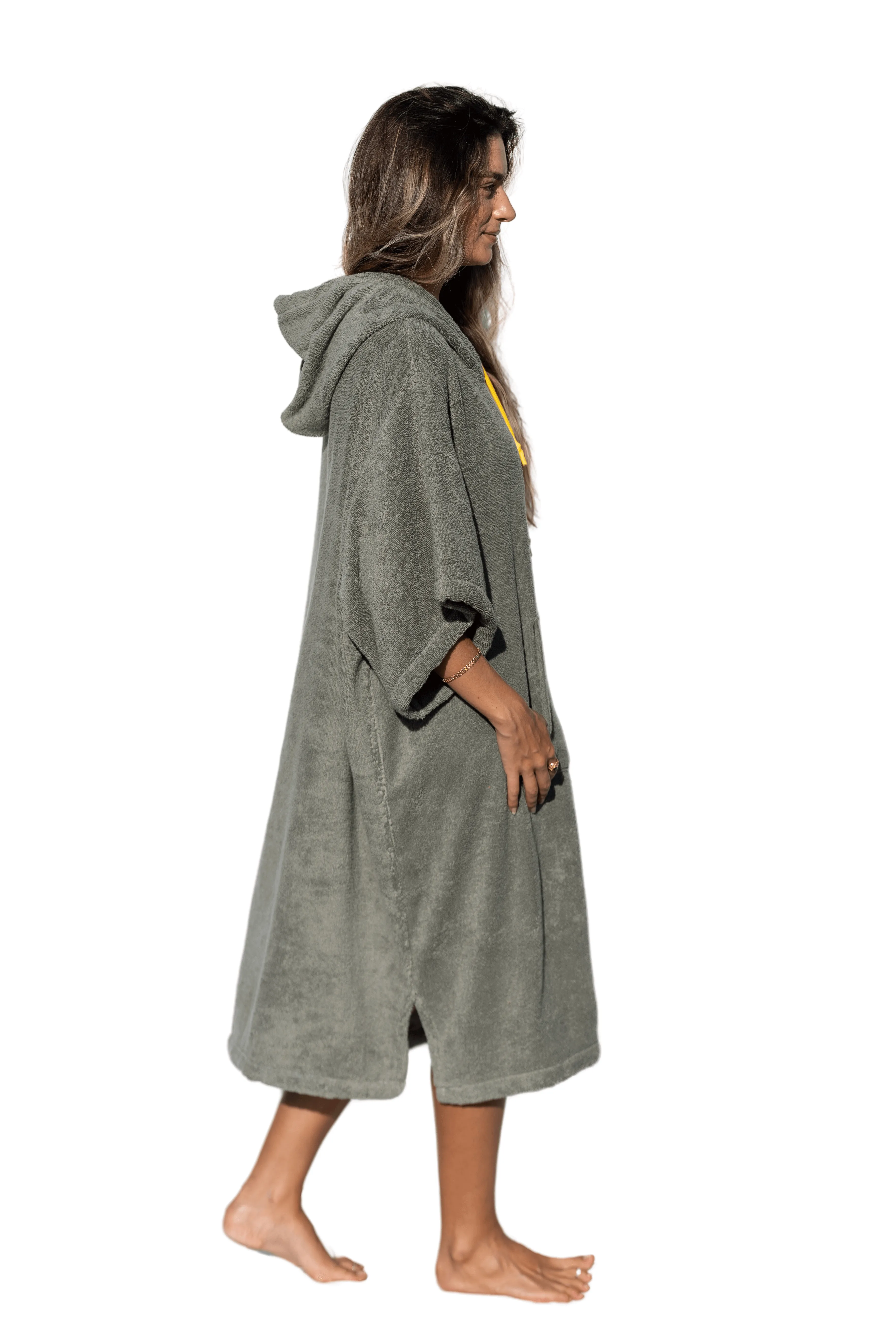 Green Surf Poncho - One Size - Cotton - with sleeves