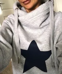 Grey Luxe Hoodie with Navy Star