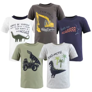 Hudson Baby Short Sleeve T-Shirts, Construction Dino