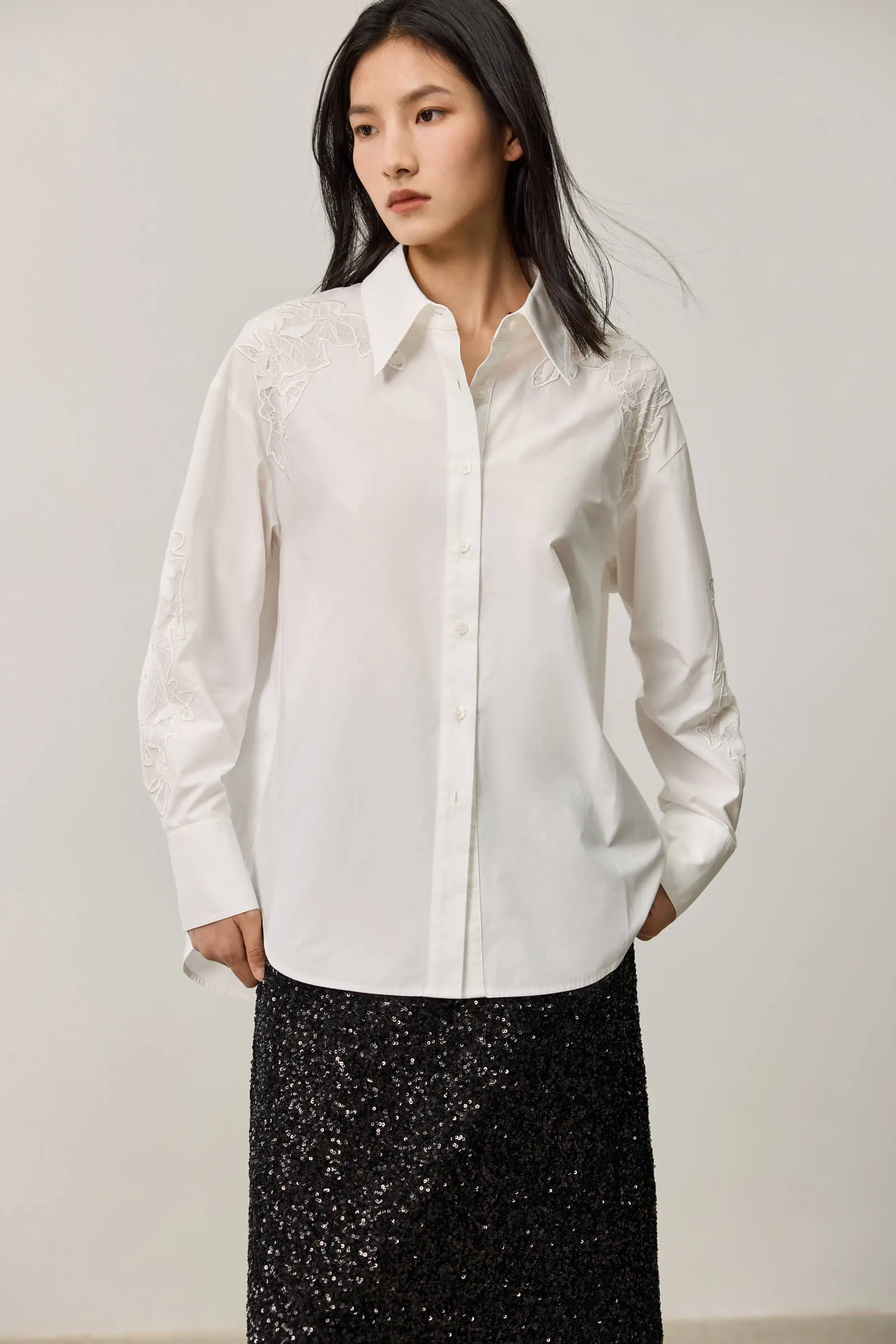 LILY Elegant Lace Office Blouse