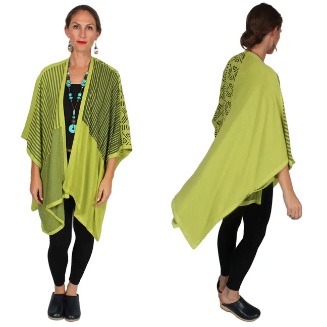 Lime-Black Dairi Fashions Paunchu Ruana Jacket Moroccan Cotton Combo Sml-9x