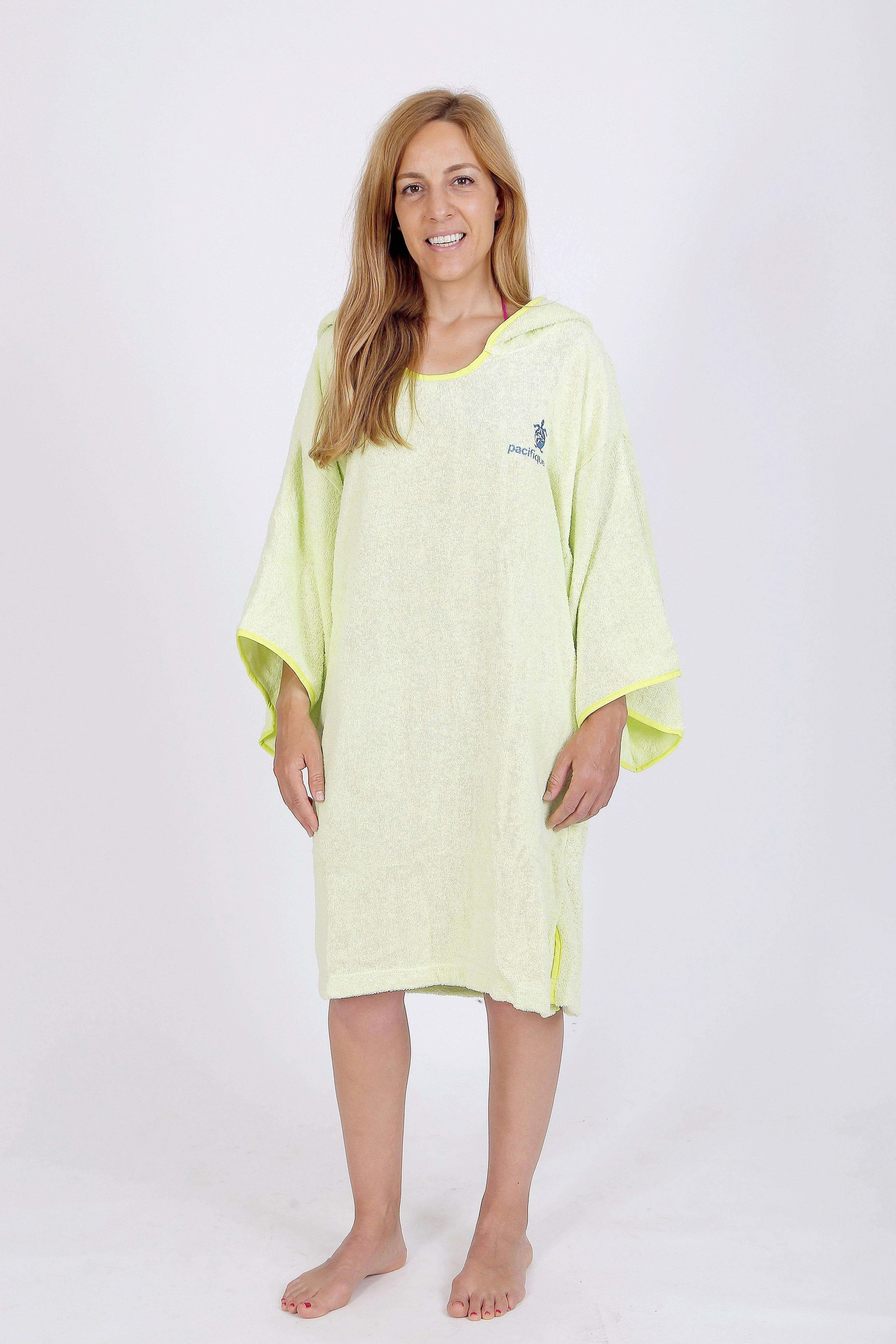 Lime Green Surf Poncho - One Size - Cotton - with sleeves