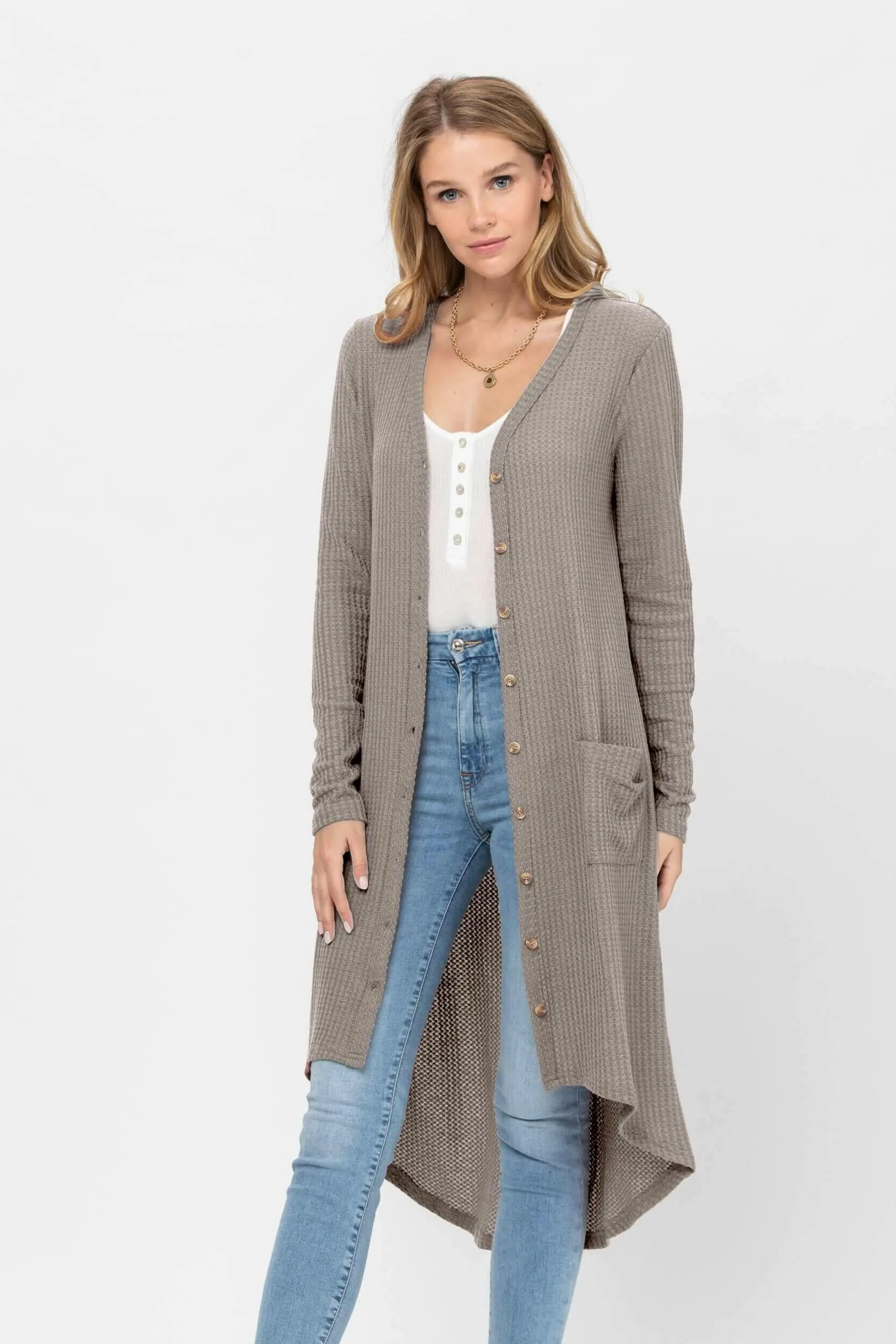 Long Sleeve Button Down Solid Color Knit Cardigans with Pockets