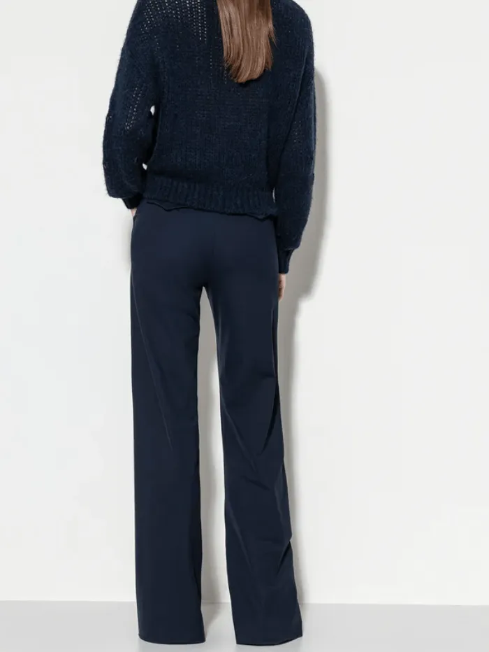 Luisa Cerano Softshell Wide Leg Trousers In Midnight Blue 608728 3686 Col 0265