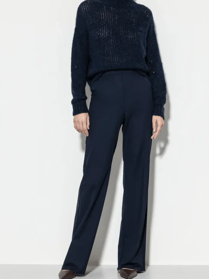 Luisa Cerano Softshell Wide Leg Trousers In Midnight Blue 608728 3686 Col 0265