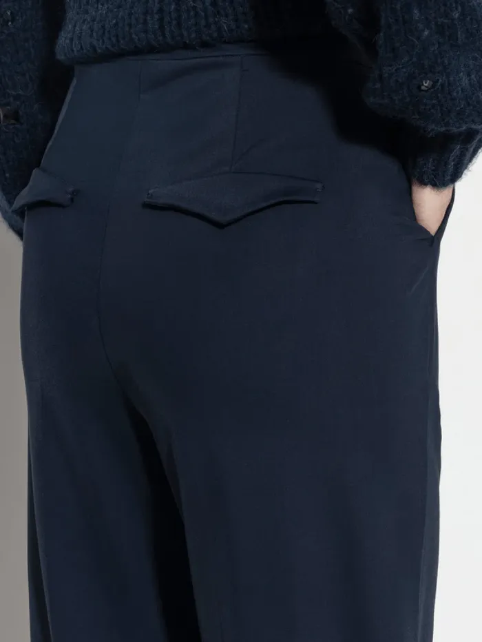 Luisa Cerano Softshell Wide Leg Trousers In Midnight Blue 608728 3686 Col 0265