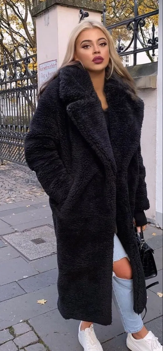 Luxury Teddy genuine wool sheepskin Luxury Coat - Stay Warm and Stylish in this Ethically Produced Fur Coat couple goals