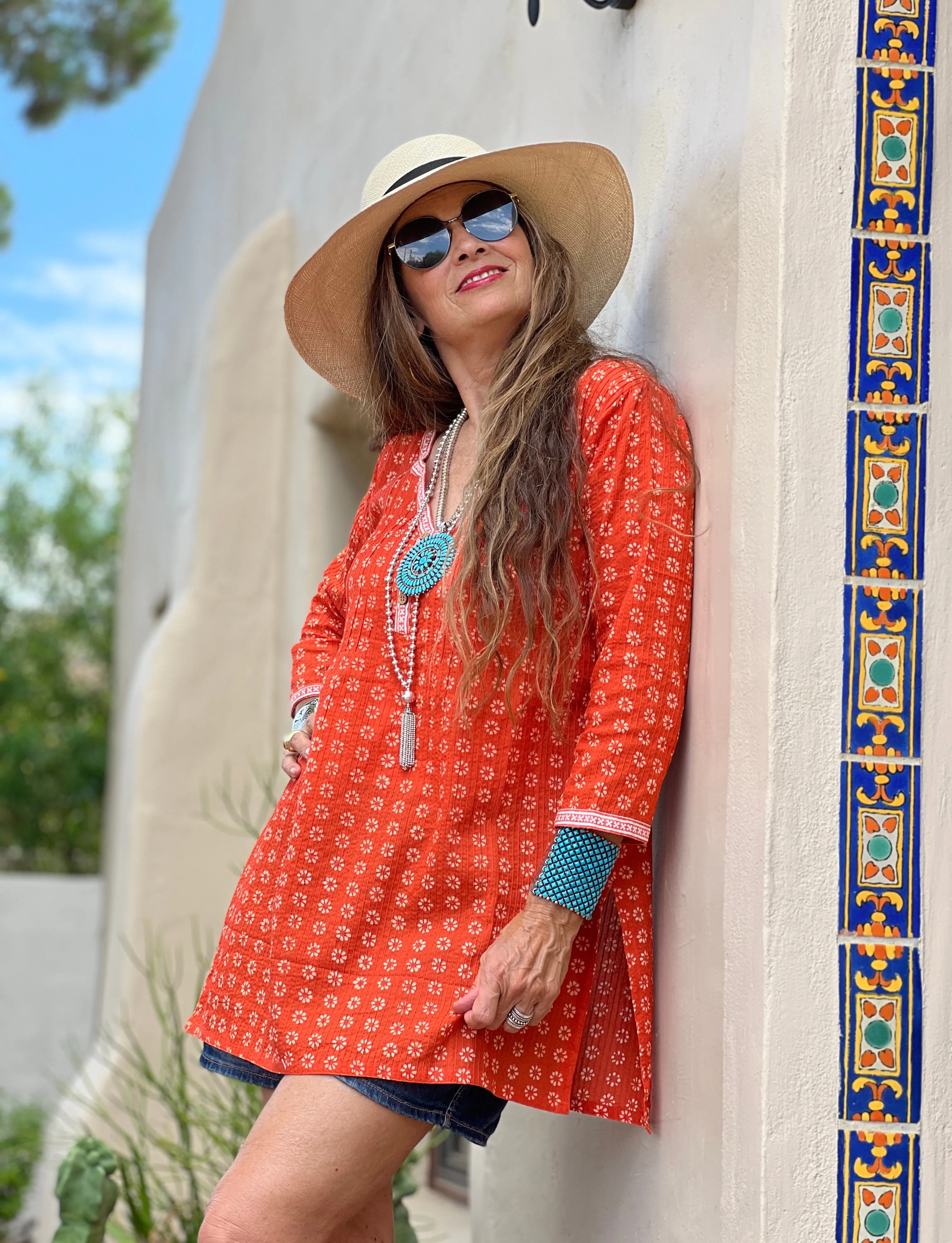 Manisha Mandarine Orange Cotton Tunic STORE CREDIT