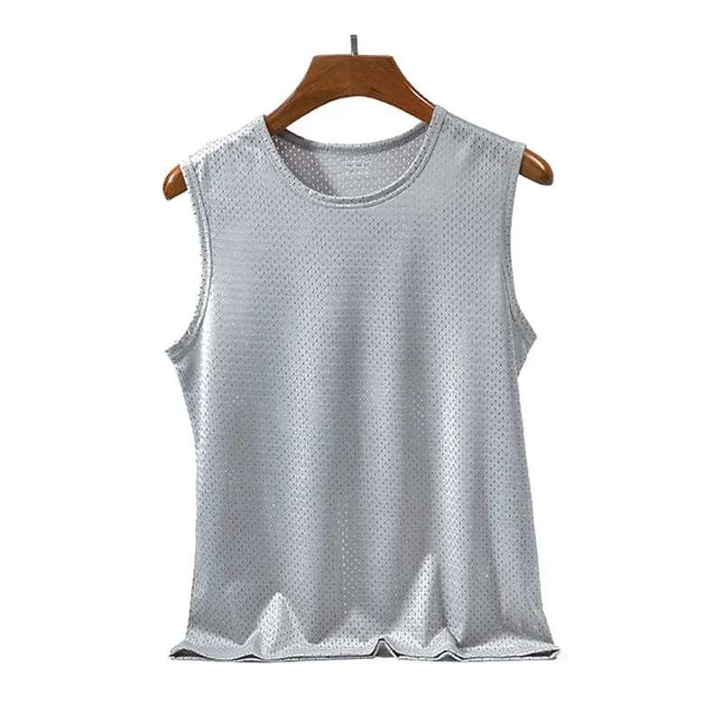 Men's Ice Silk Mesh Tank - Transparent Gym Stringer Bodybuilding Vest