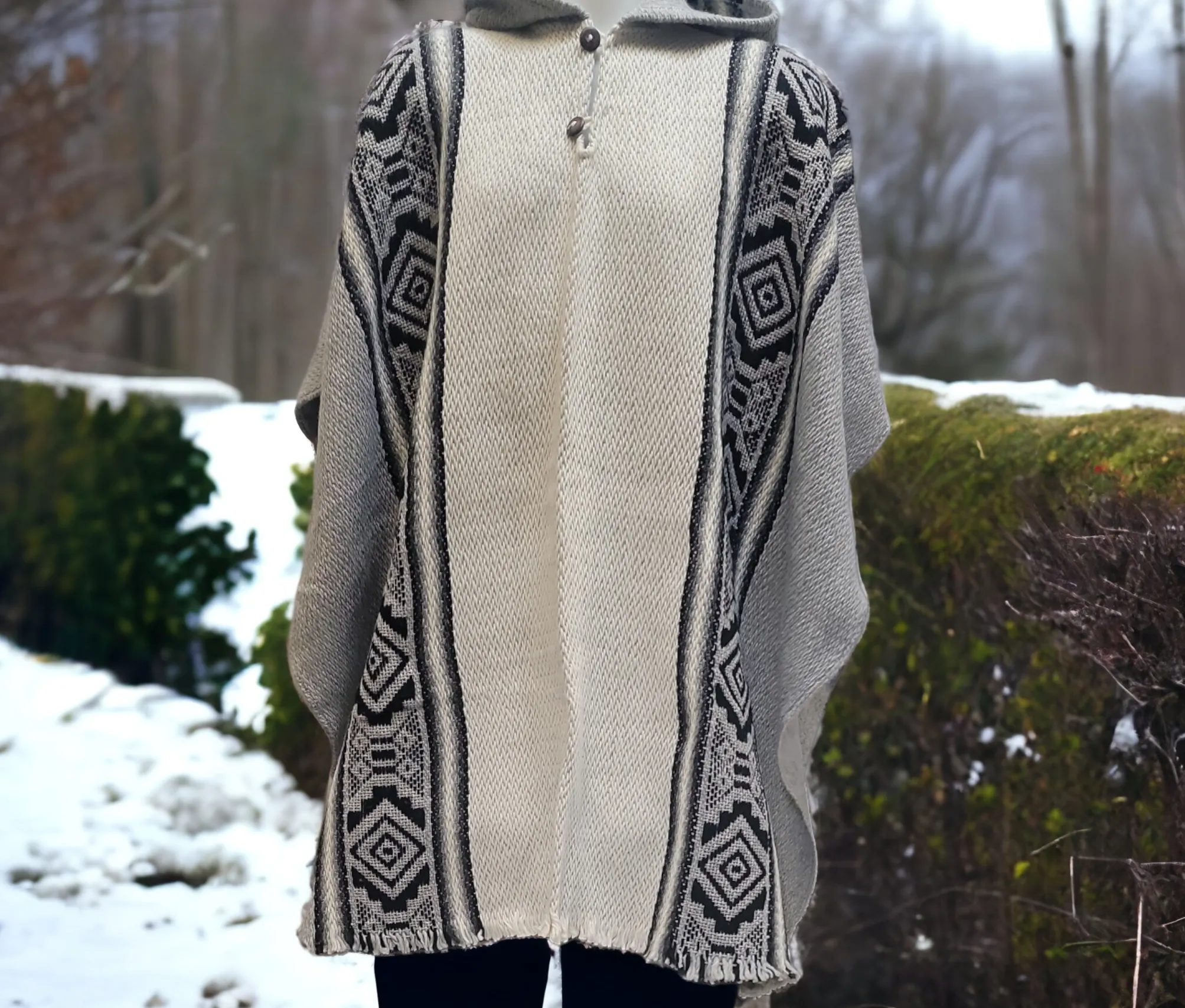 Men's Indigenous Grey fair trade poncho