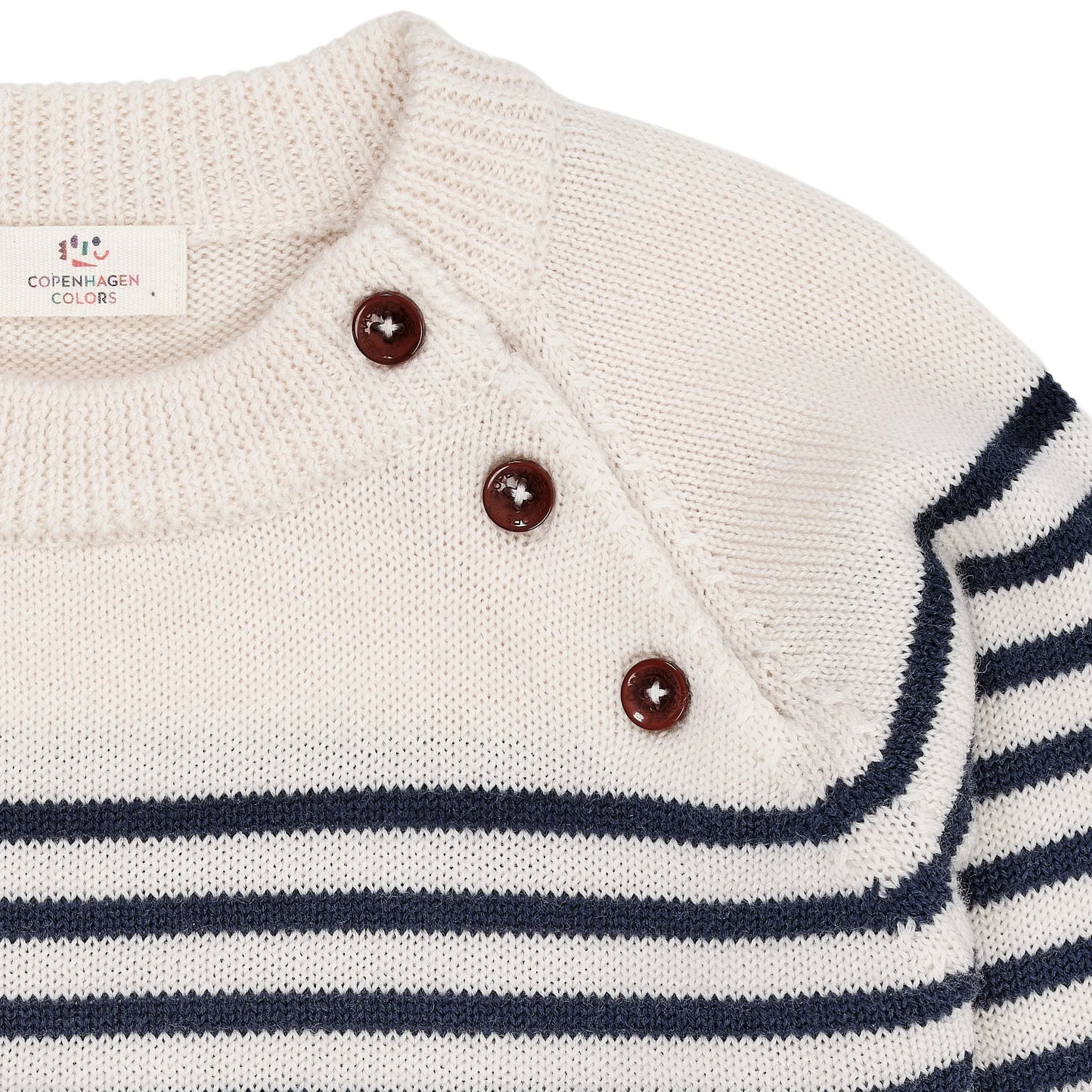 MERINO CLASSIC STRIPED PULLOVER - CREAM/NAVY STRIPE