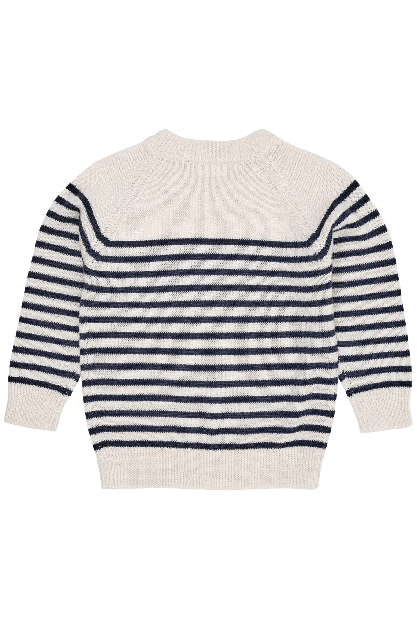 MERINO CLASSIC STRIPED PULLOVER - CREAM/NAVY STRIPE