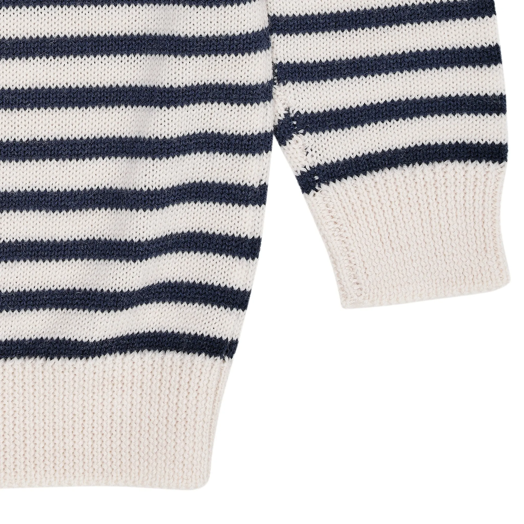 MERINO CLASSIC STRIPED PULLOVER - CREAM/NAVY STRIPE