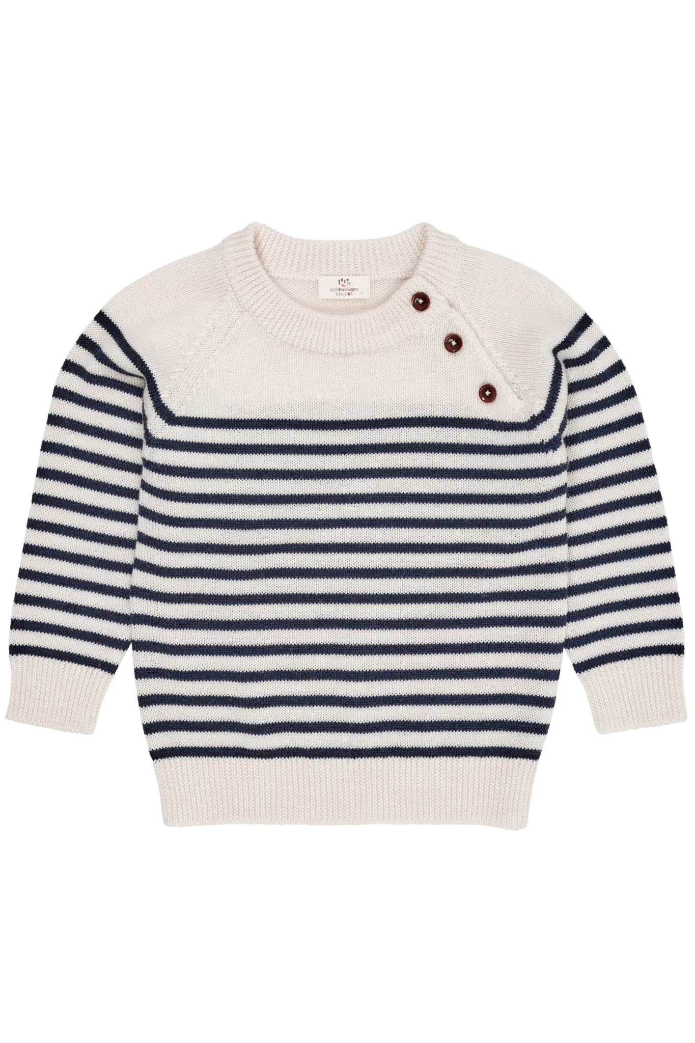 MERINO CLASSIC STRIPED PULLOVER - CREAM/NAVY STRIPE