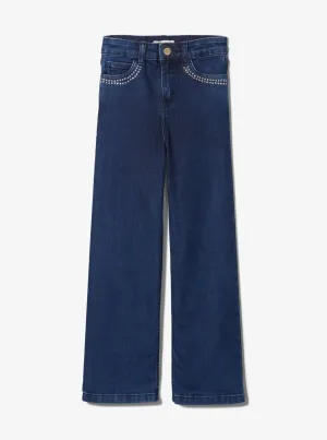 Michael Kors Kids Embellished Stretch Cotton Jeans, blue