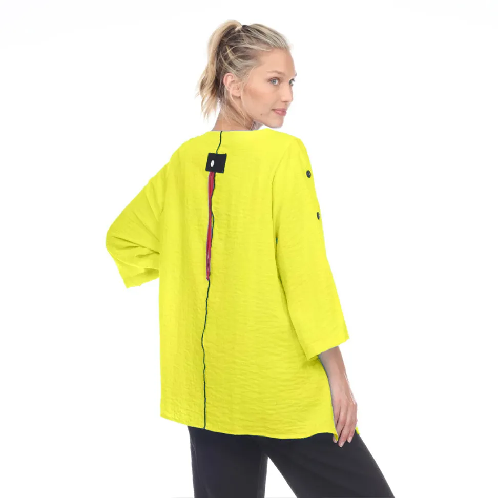 Moonlight Crinkle Pocket Top in Lemon Lime - 2758-LM