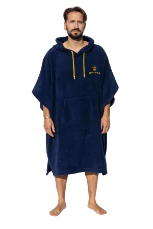 Navy Blue Surf Poncho - One Size - Cotton - with sleeves