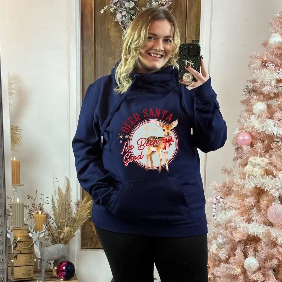 Navy Retro Dear Santa Luxe Christmas Hoodie