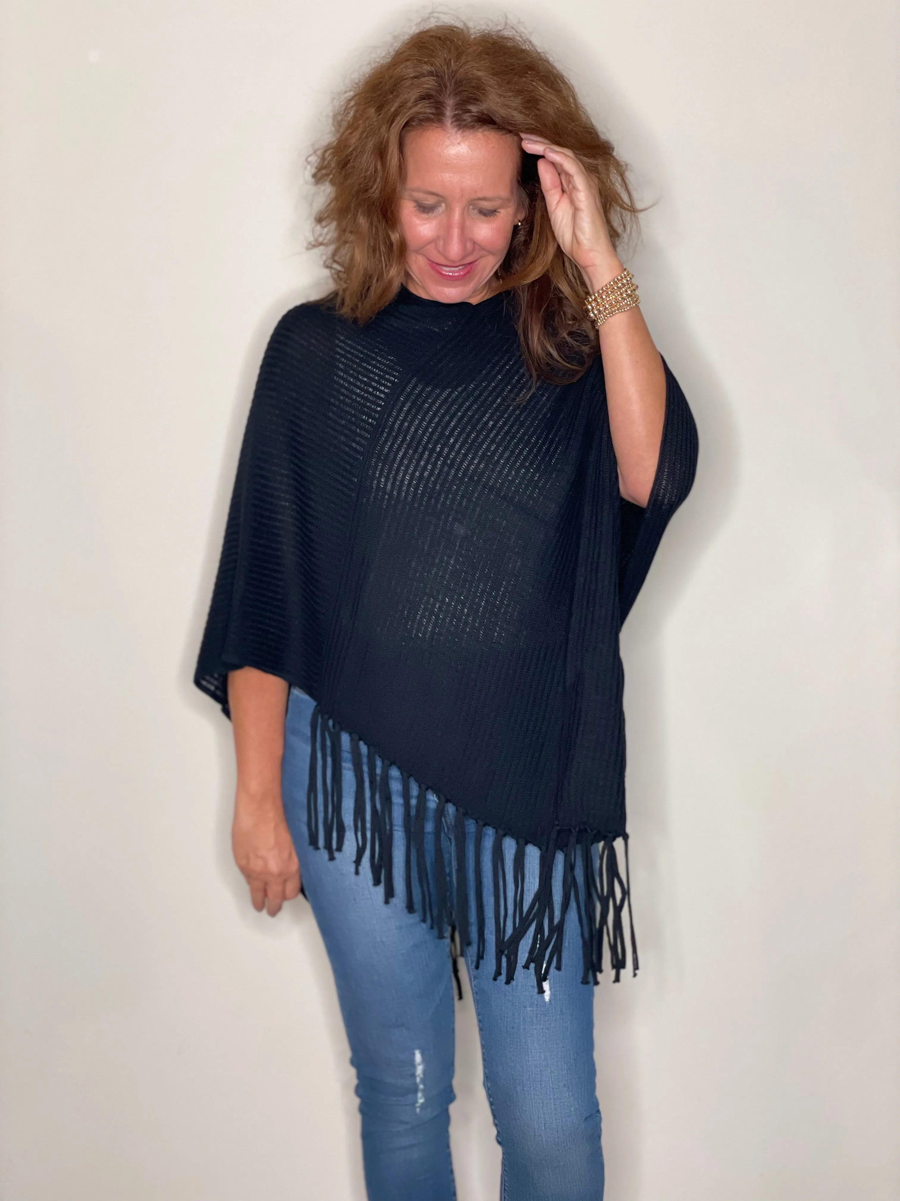 Olympia Poncho in Black