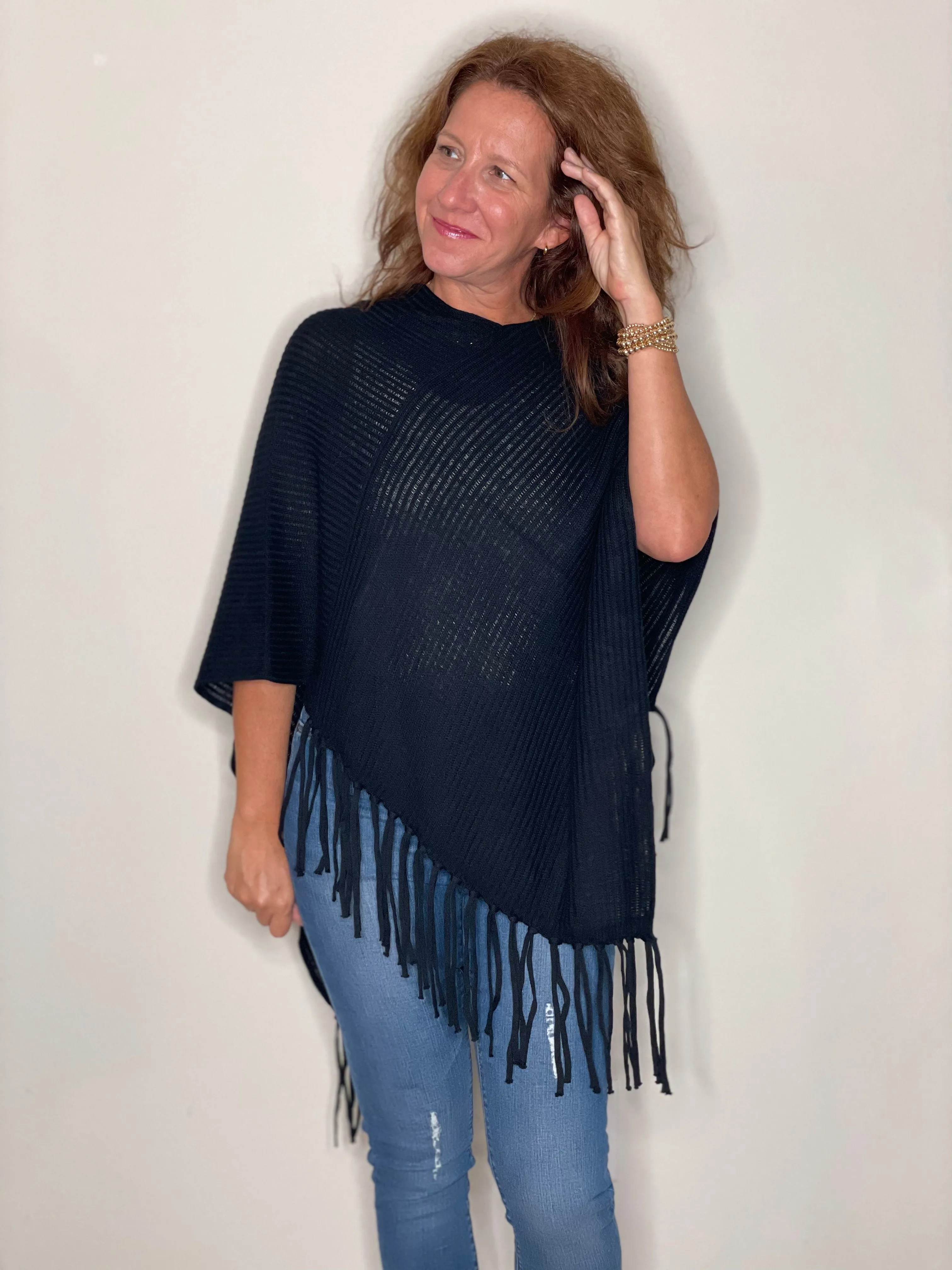 Olympia Poncho in Black