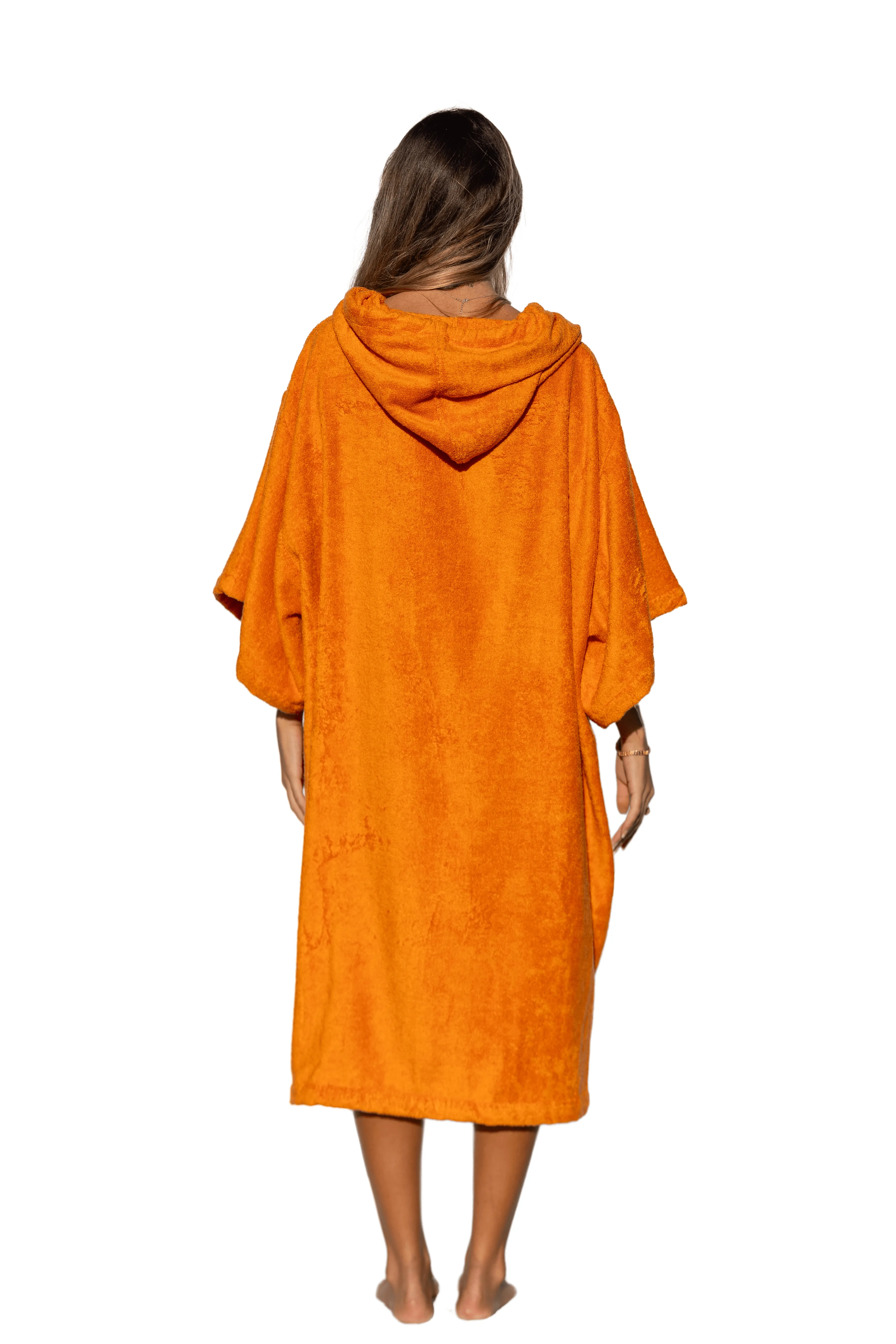 Orange Surf Poncho - One Size - Tencel - With sleeves