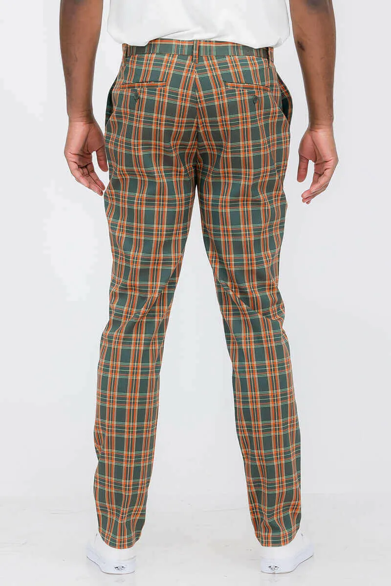 Plaid Slim Fit Trouser Pants