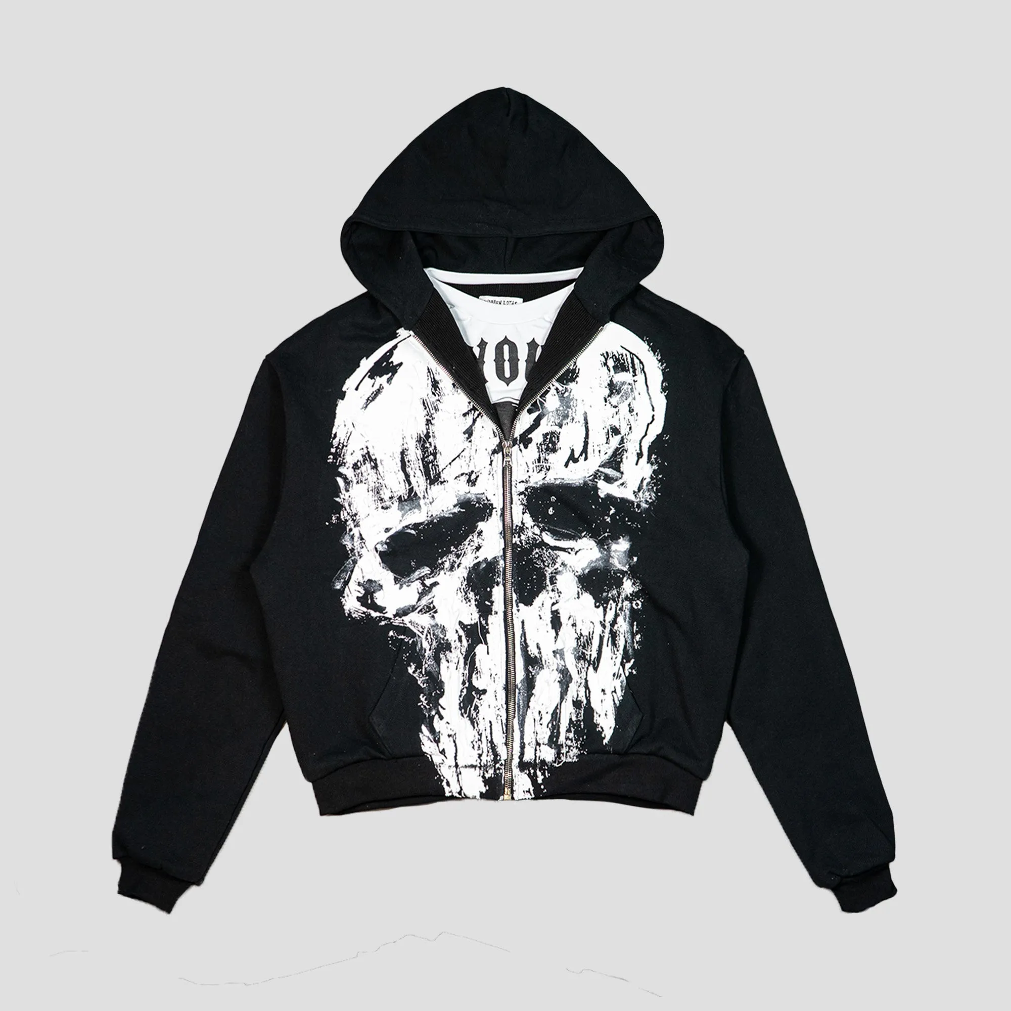 PULLOVER HOODIE WITH ZIP UP ILLUSION