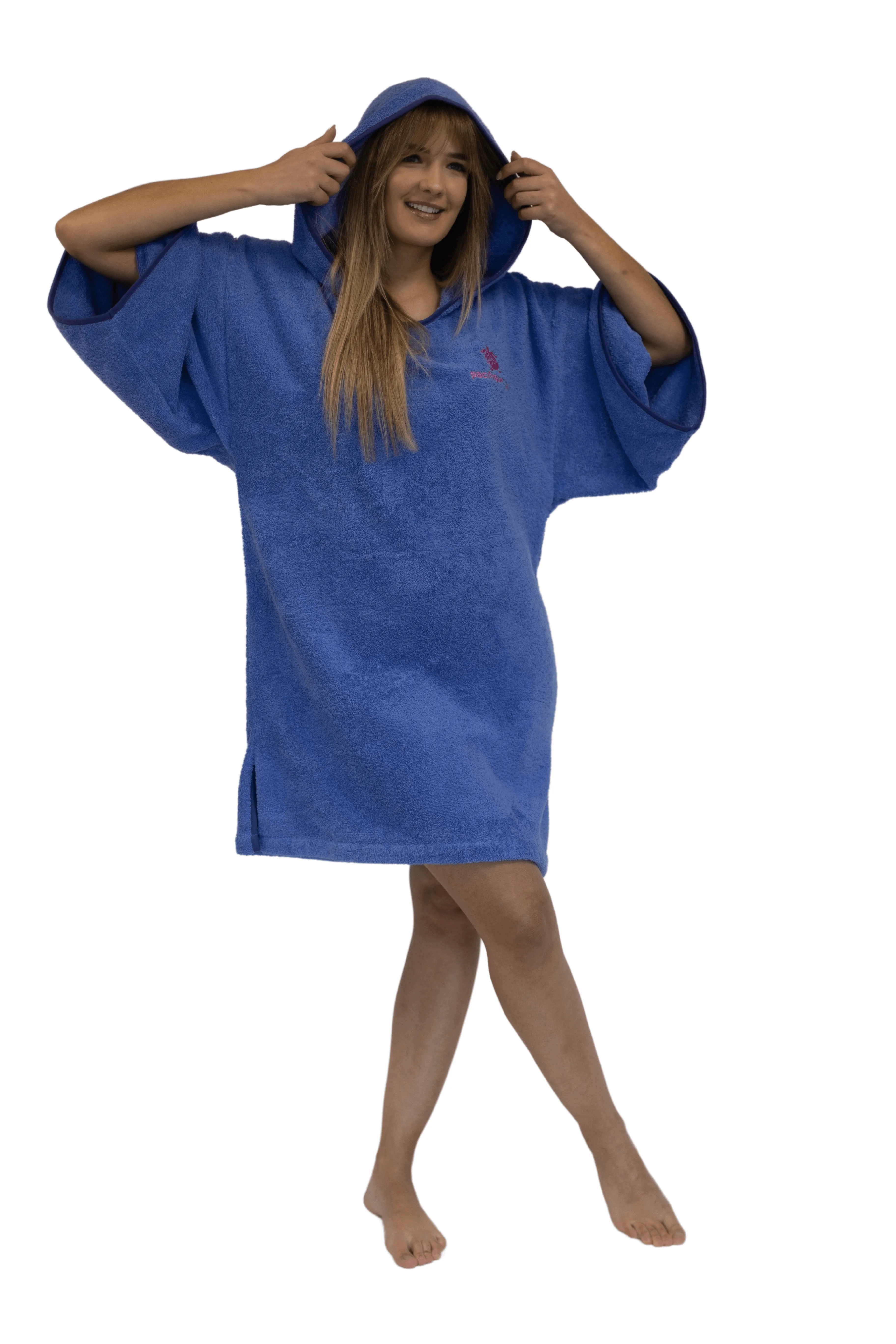 Purple Surf Poncho - One Size - Cotton - with sleeves