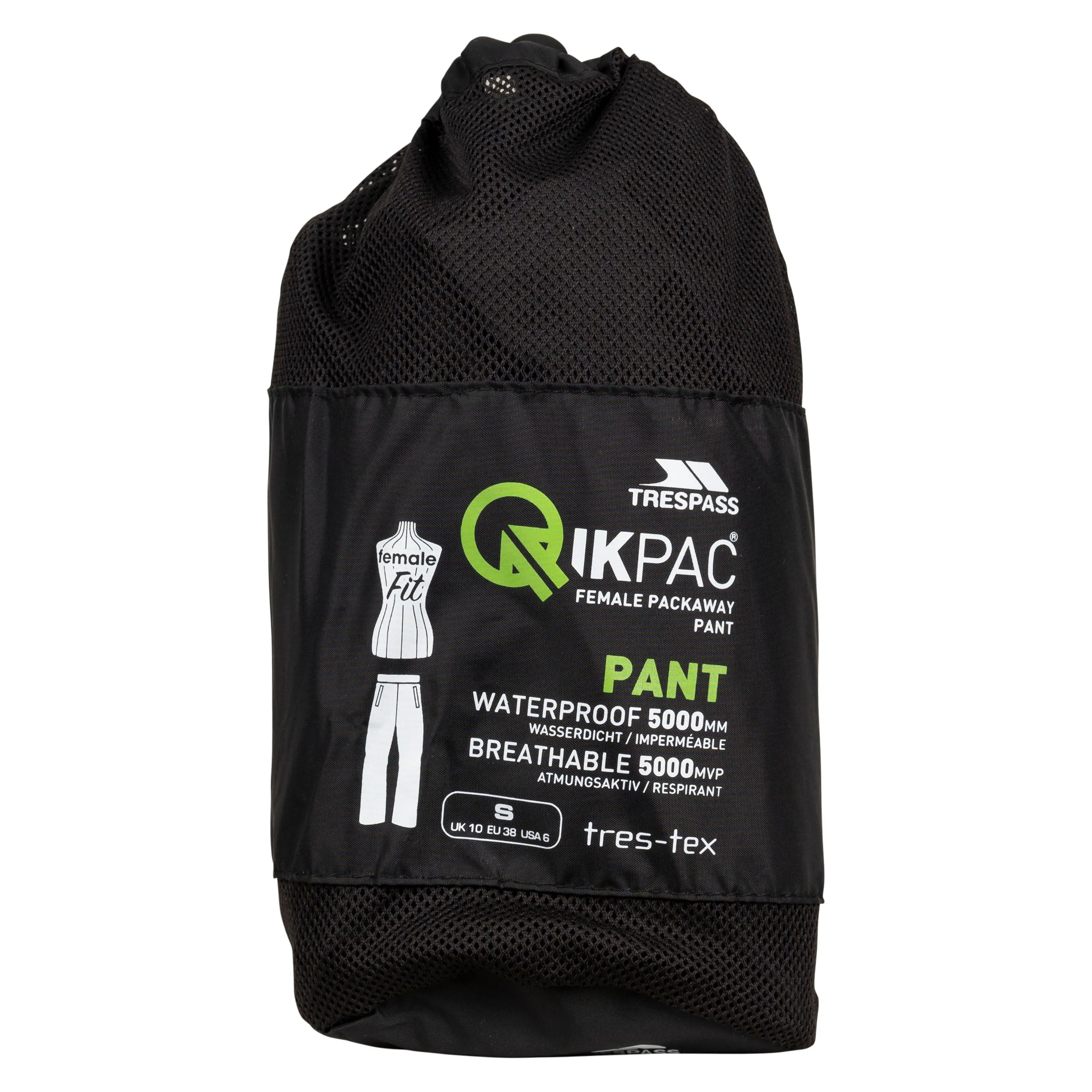 Qikpac Women's Pack Away Waterproof Trousers in Black